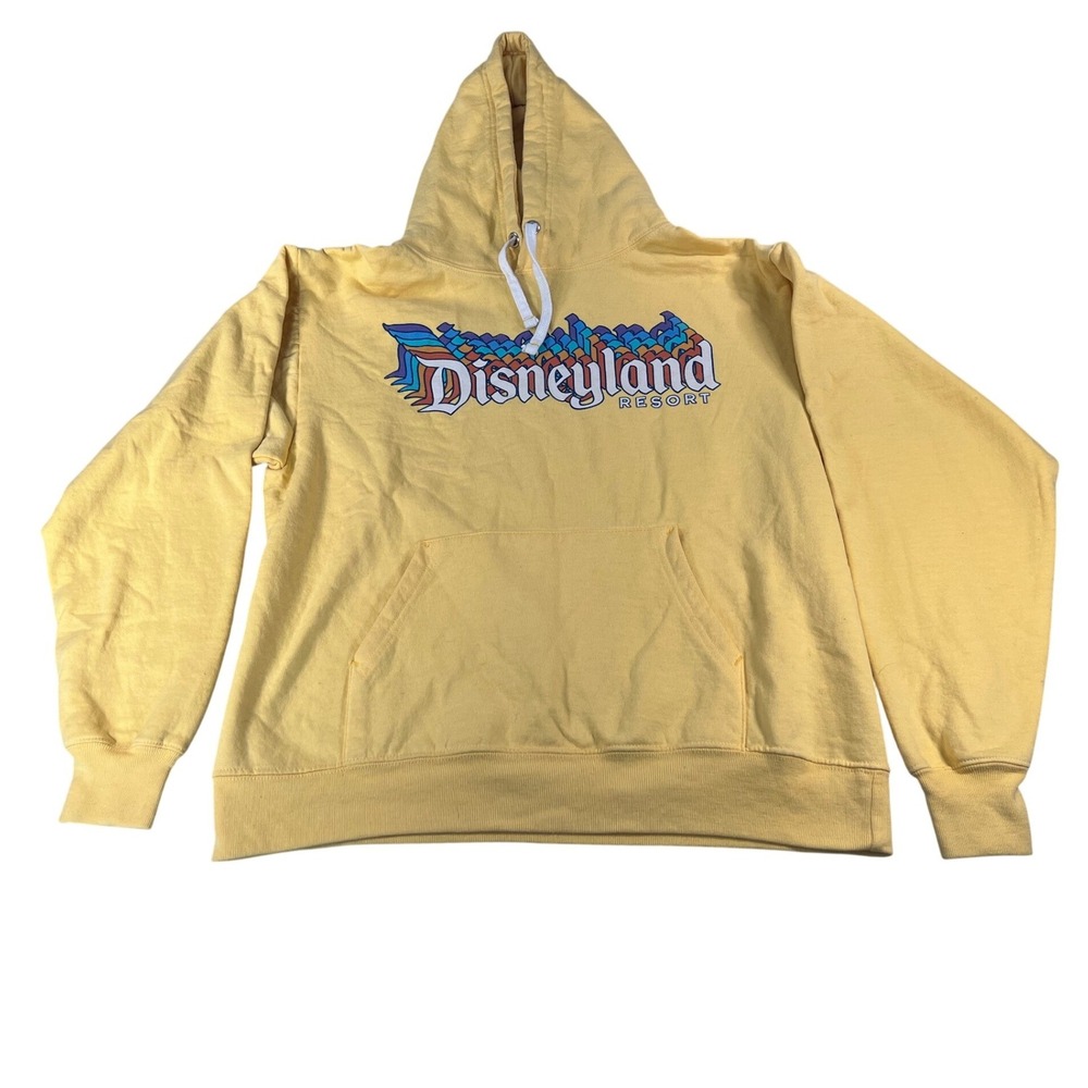 Disney Parks Disneyland Resort Yellow Graphic Hoodie Pullover Womens Small S